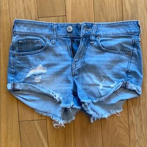 Express jean shorts light wash mild distressed